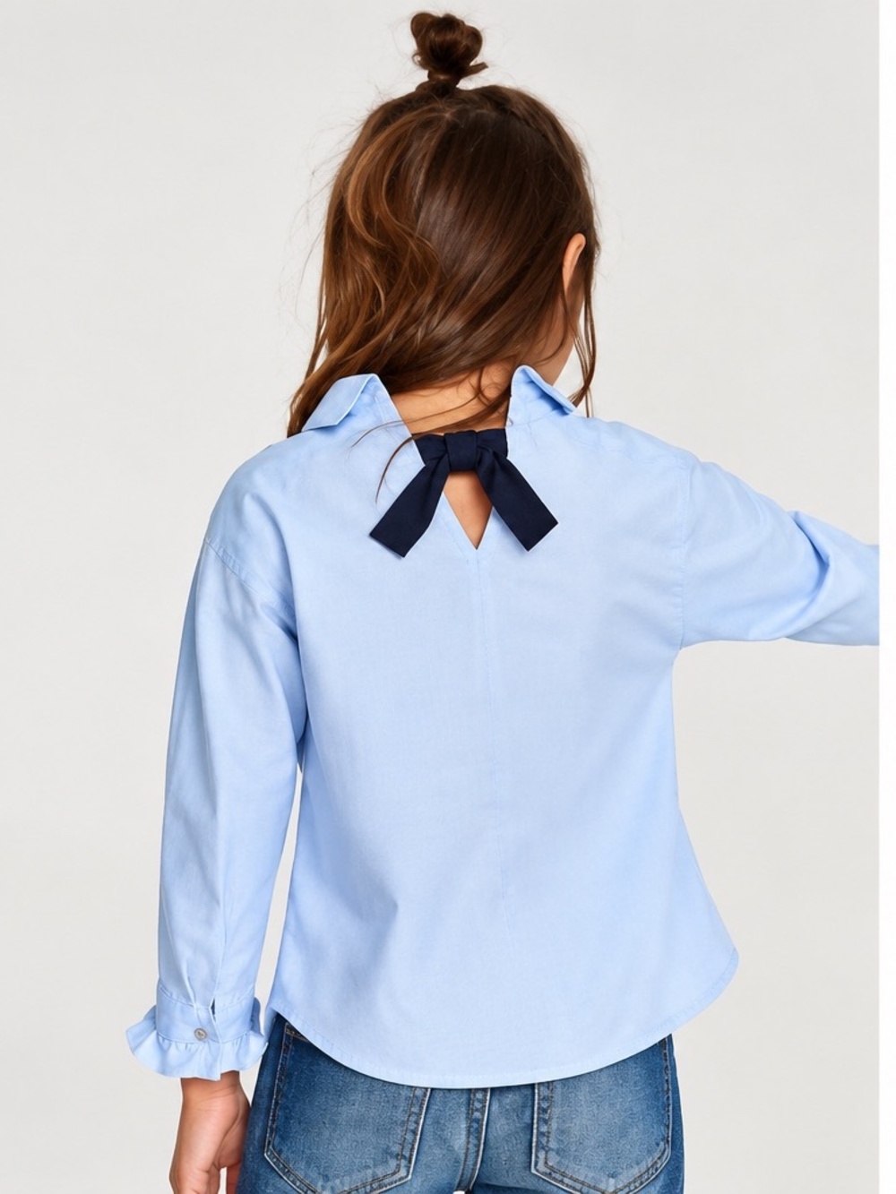 Zara girls blue blouse with back bow - Picture 12 of 16